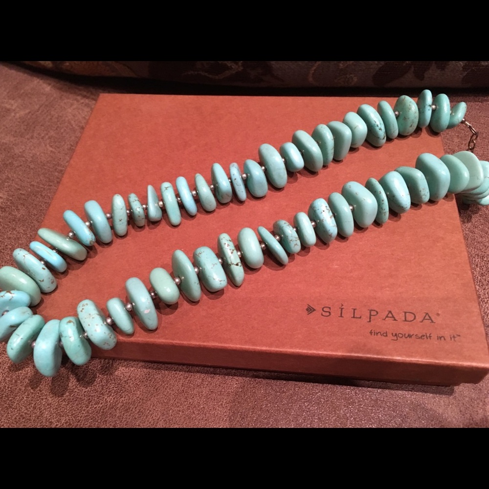 Silpada RARE green turquoise necklace w adjuster